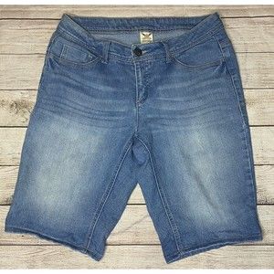 Faded Glory Womens Denim Jean Cotton Shorts Size 10 Blue Mid Rise Free Shipping